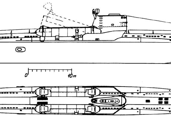 Подводная лодка СССР Project 644 [Whiskey Twin Cylinder -class SSB Submarine] - чертежи, габариты, рисунки